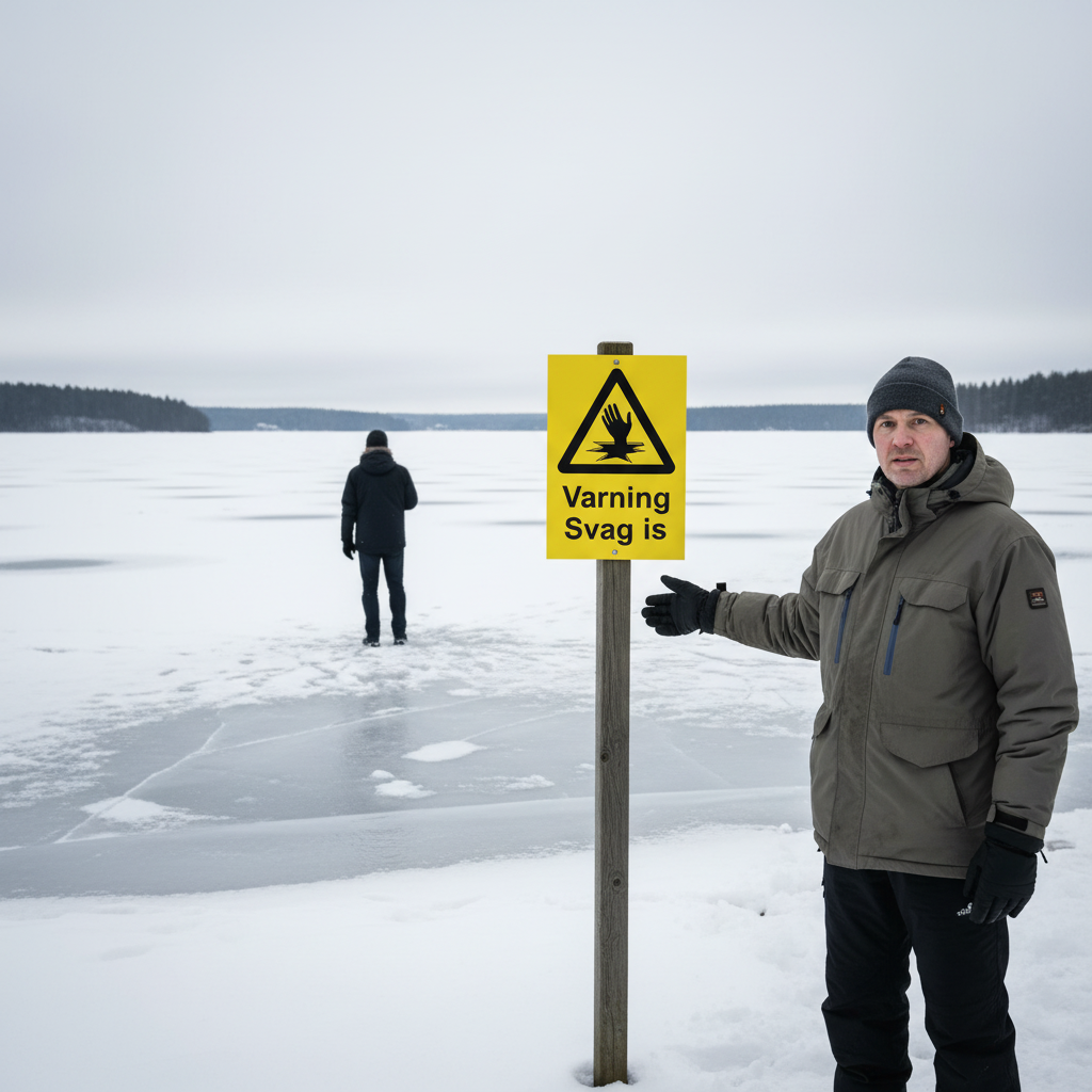 Premium Warning Sign for Weak Ice - Durable Materials for Safety in Risk Areas - High-Quality Professional Grade for Industrial and Commercial Appl...