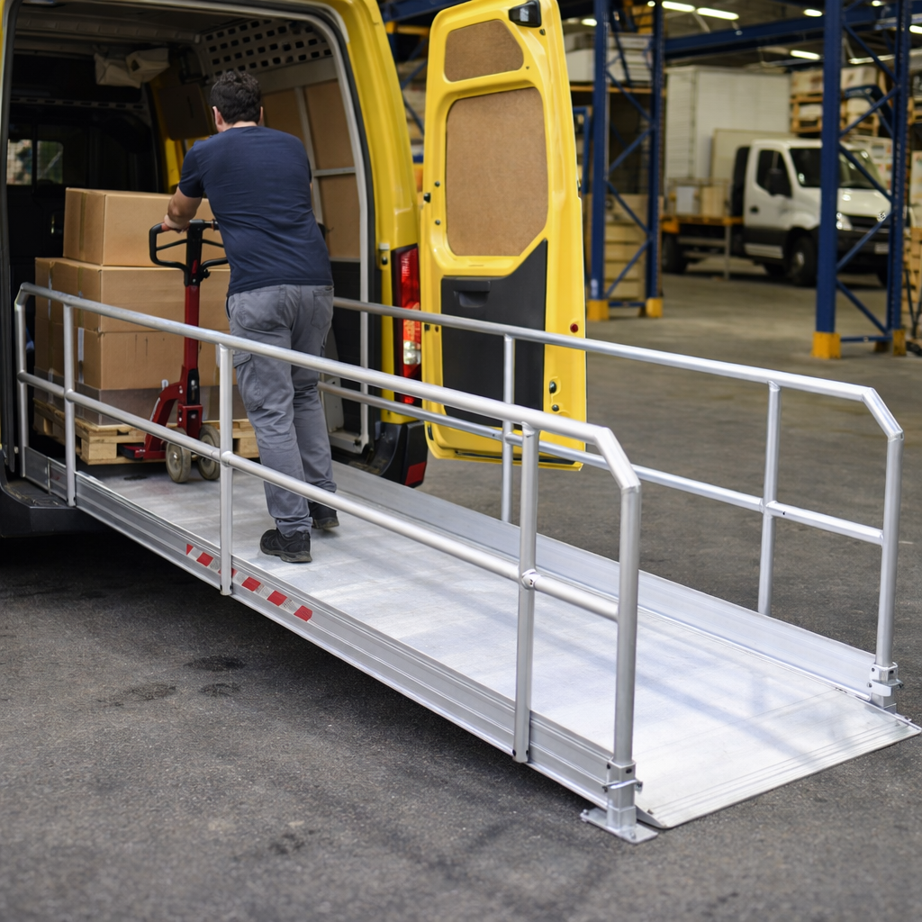 Vehicle Accessible Ramps – 2990mm Long, 1000mm Width – Handrails – Commercial Use