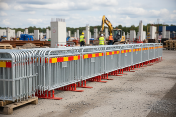 Premium Heavy Duty Crowd Barrier Set with Rotating Feet and Transport Basket - 57.5m Total Length