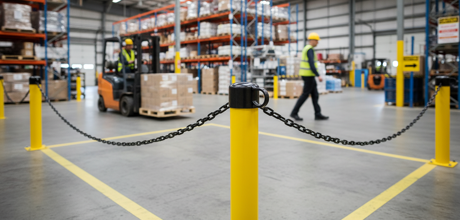 Premium Top Cap with Chain Attachment for Post & Chain Barrier - Heavy Duty and Durable Design