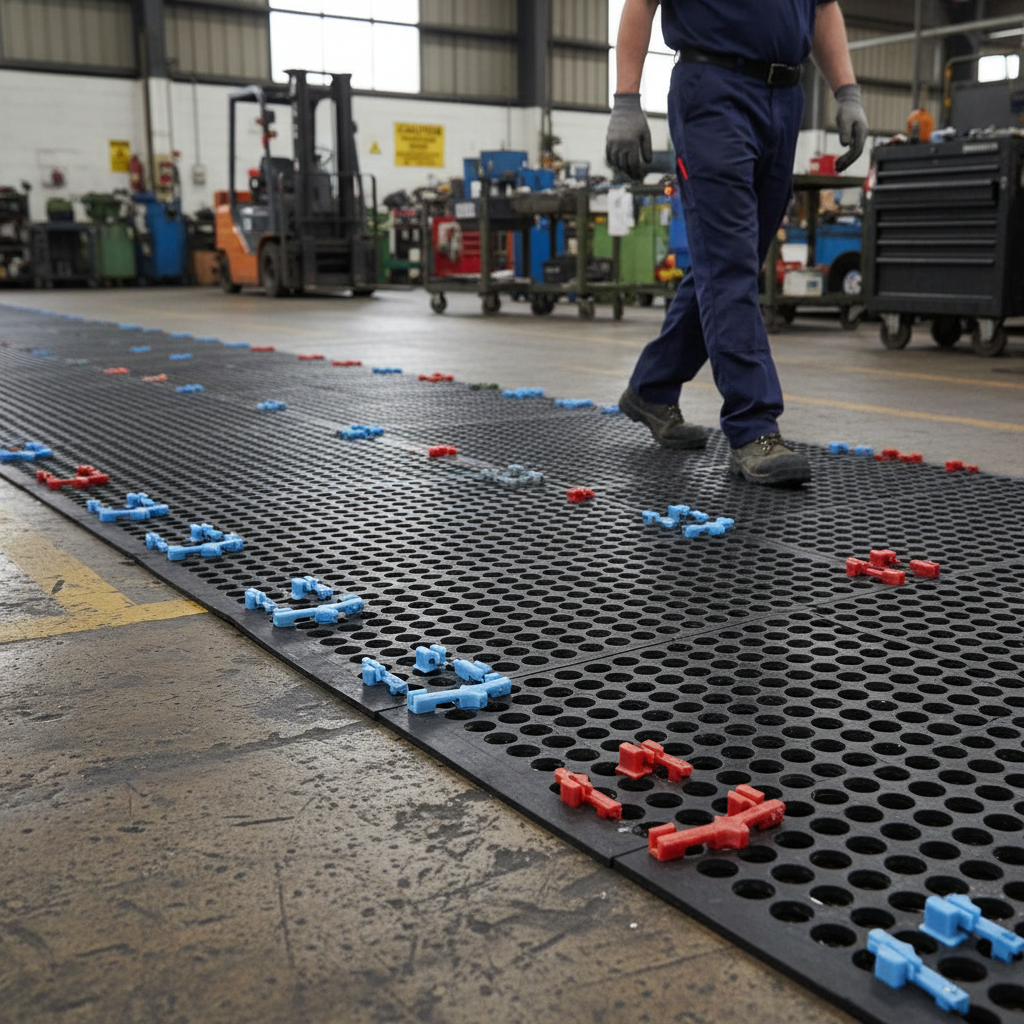 Professional Anti-Slip Draining Mat Connectors for Secure Matting System - High-Quality... - side view | Barriers Co