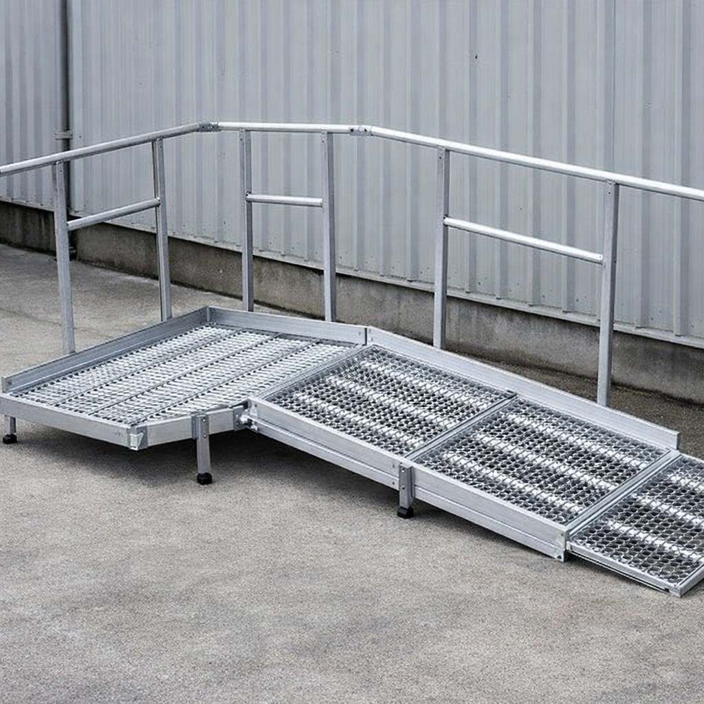 Aluminium Modular Ramp Kit – 1300mm x 1500mm – Handrails & Platform – Wheelchair Access