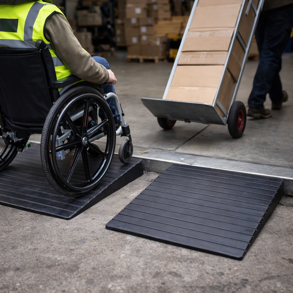 Rubber Threshold Ramp Pair – 90mm H x 500mm W – Heavy Duty – Mobility Access