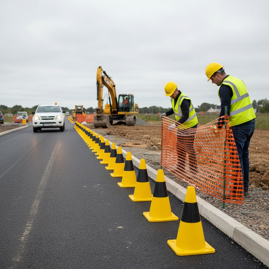 Premium 30cm Traffic Safety Cone Kit - 20pcs in Black/Yellow for Hazard Marking and Road Safety