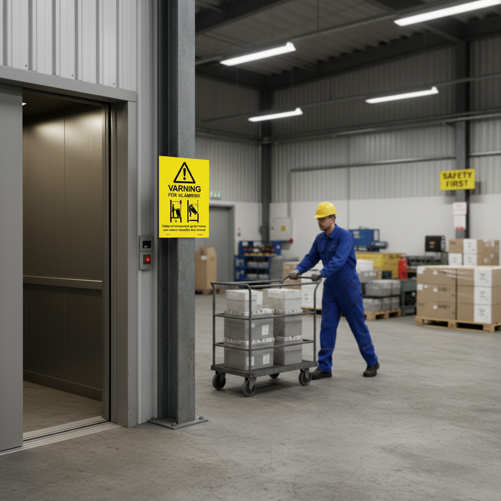 Professional Warning Sign for Pinch Risk in Elevators - Durable Materials and Easy Installation Options
