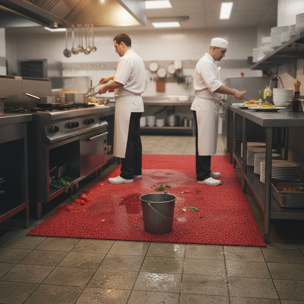 Heavy Duty Spaghetti Site Mat PVC Industrial Matting - 1200mm x 12m with Anti-Slip and UV... - side view | Barriers Co