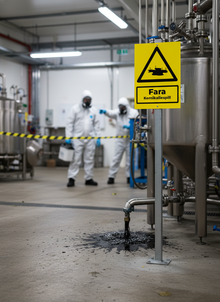 Premium Warning Sign for Chemical Spills - Durable, Multiple Mounting Options, High-Visibility Safety Marking