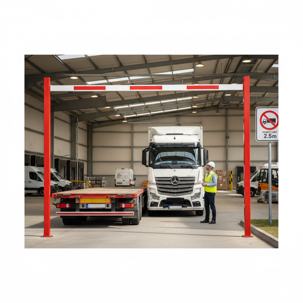 Professional Fixed Height Restriction Barrier - Freestanding Design with Galvanized Steel and... - side view | Barriers Co