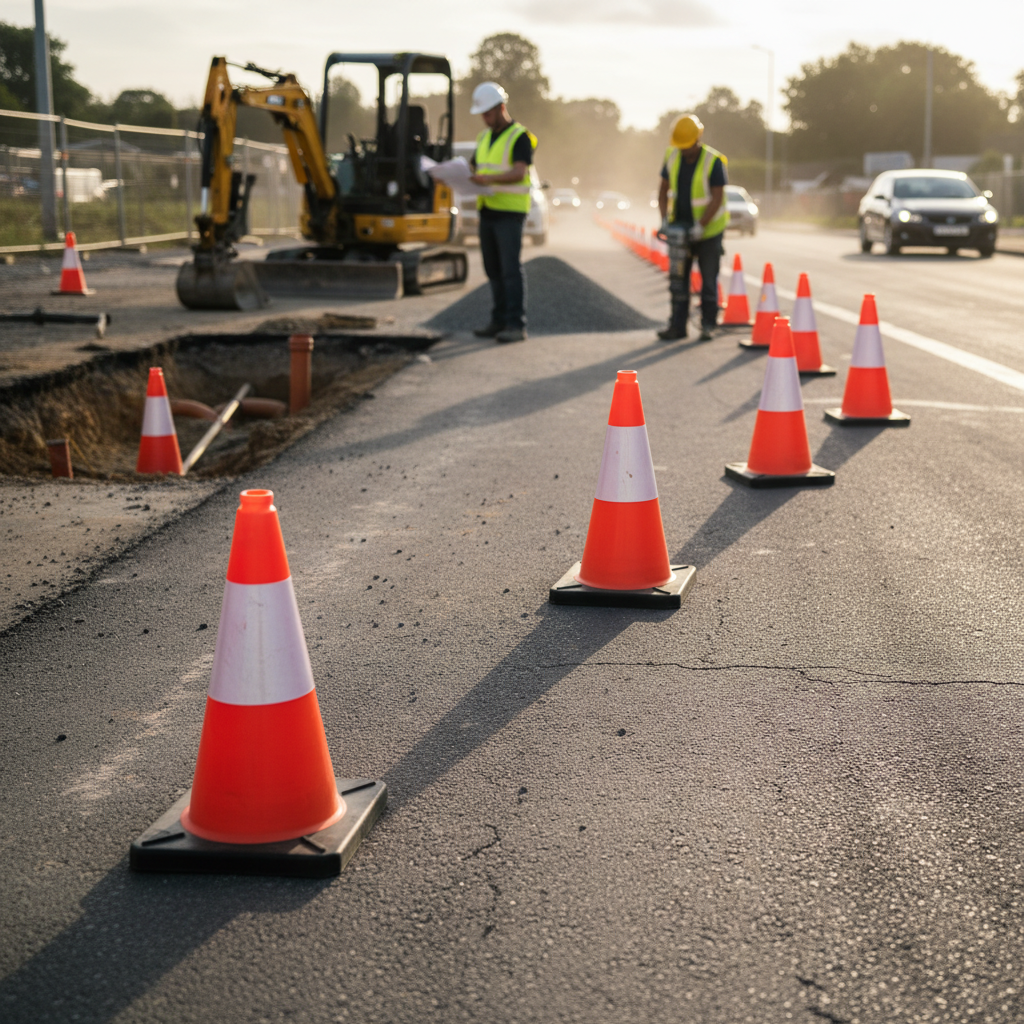 Premium 30cm Traffic Safety Cone Kit - 20pcs Made from Durable Low-Density Polythene with Stackable Design for Hazard Marking