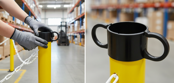 Premium Top Cap with Chain Attachment for Post & Chain Barrier - Heavy Duty and Durable Design