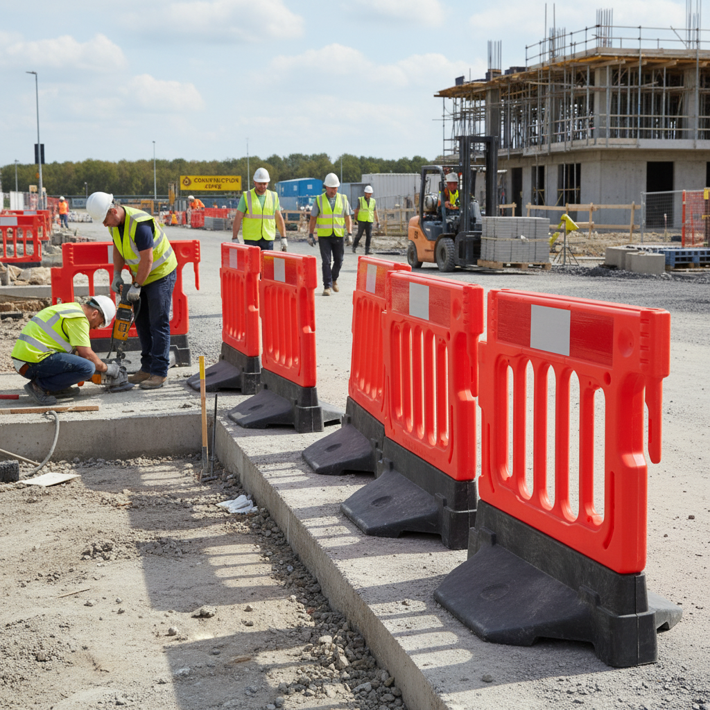 Premium Pedestrian Separation Barrier System with Reflective Strips and Durable Design for... - side view | Barriers Co