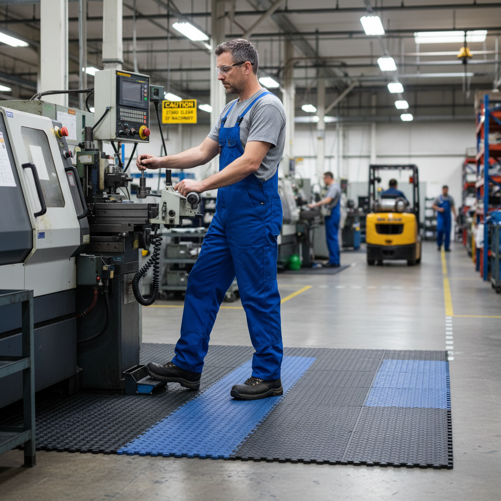 Premium Solid Top Interlocking Anti-Fatigue Mat 92x92cm - High-Performance Comfort and Slip... - side view | Barriers Co