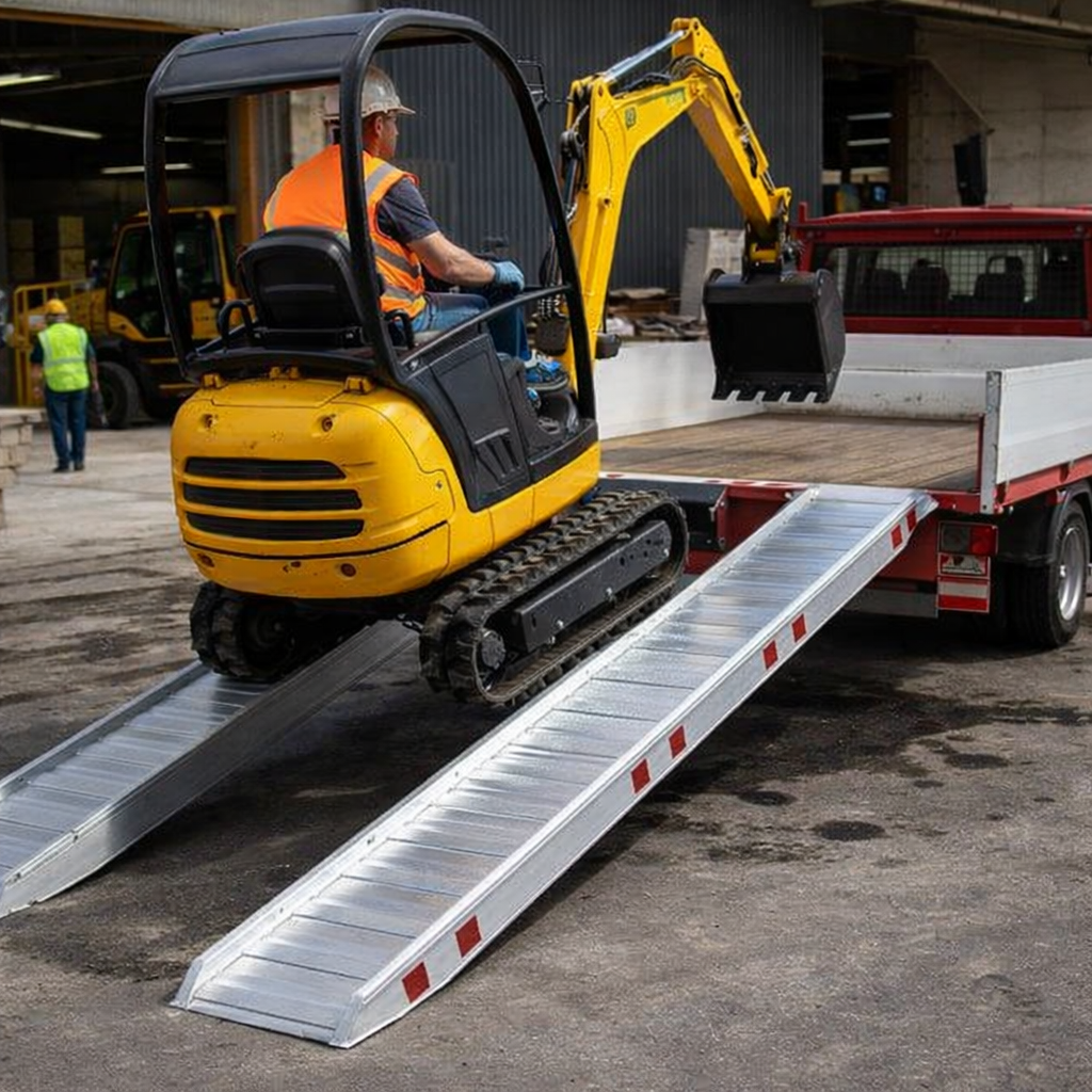 Aluminium Loading Ramps – 2500x400 – 5000kg Capacity – Plant & Mini Digger Use