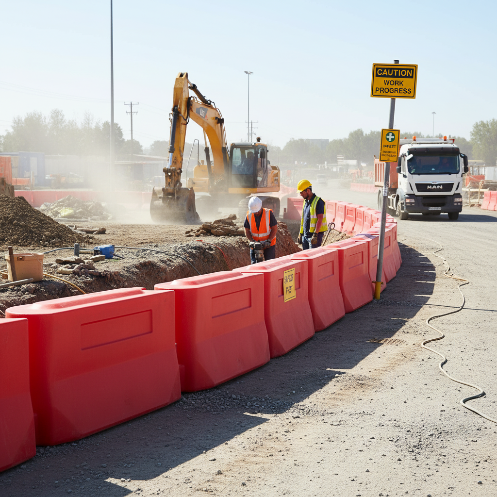 Premium Water Filled Track Barrier for Traffic Control and Safety - Heavy Duty Design with... - side view | Barriers Co