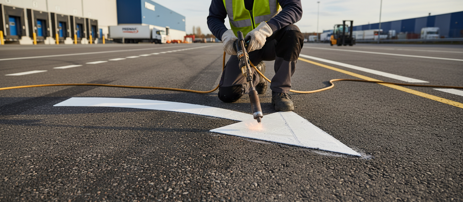 Premium Preformed Thermoplastic Symbols for Road and Facility Marking - Fast Installation, High Contrast, Long-Lasting Durability