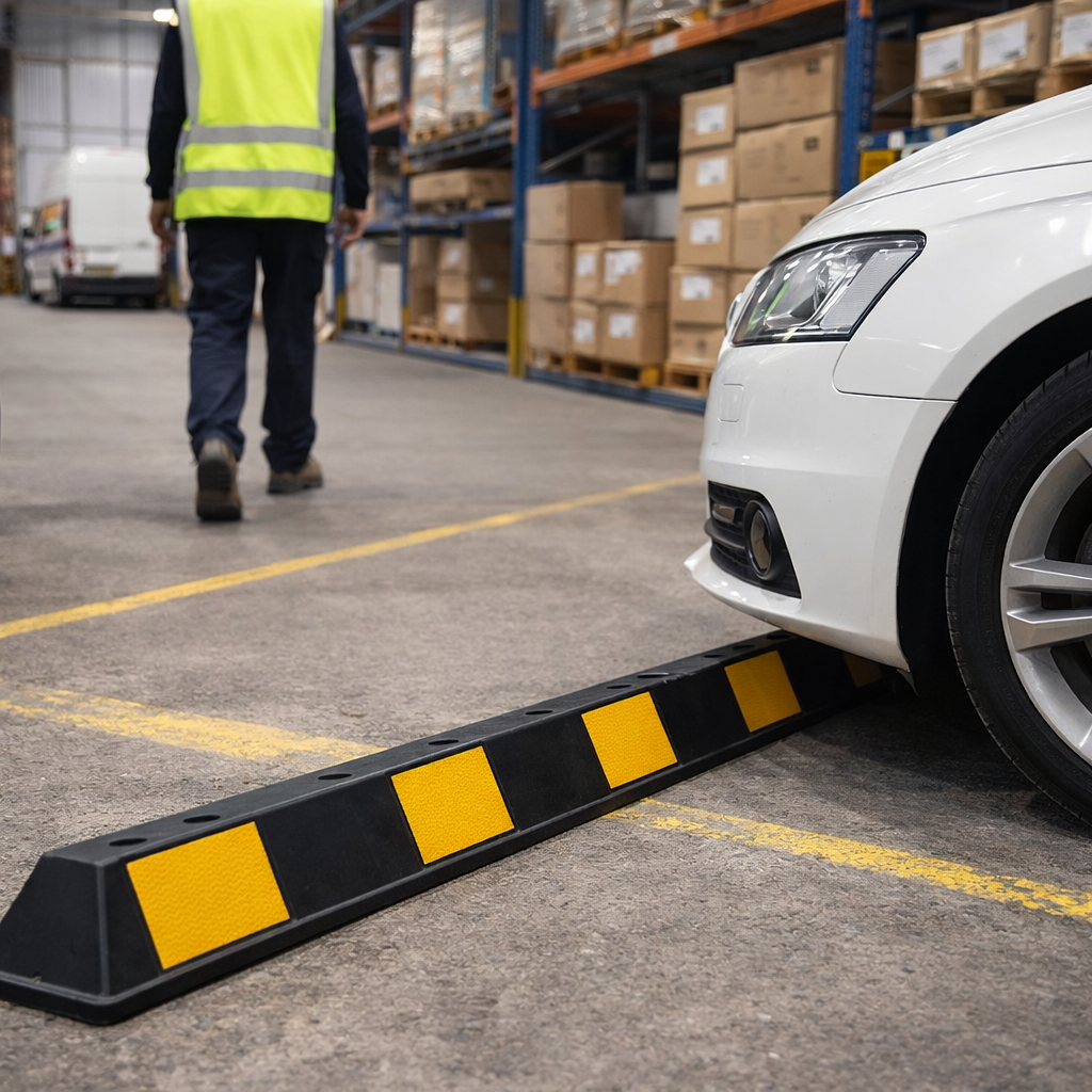 Wheel Stop Kit – 1650mm – High Visibility & Fixings – Vehicle Parking