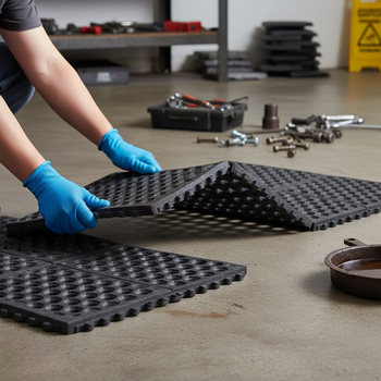 Premium Cushion Link Open Top Interlocking Anti-Fatigue Mat 100% Nitrile 92x92cm for Industrial Use