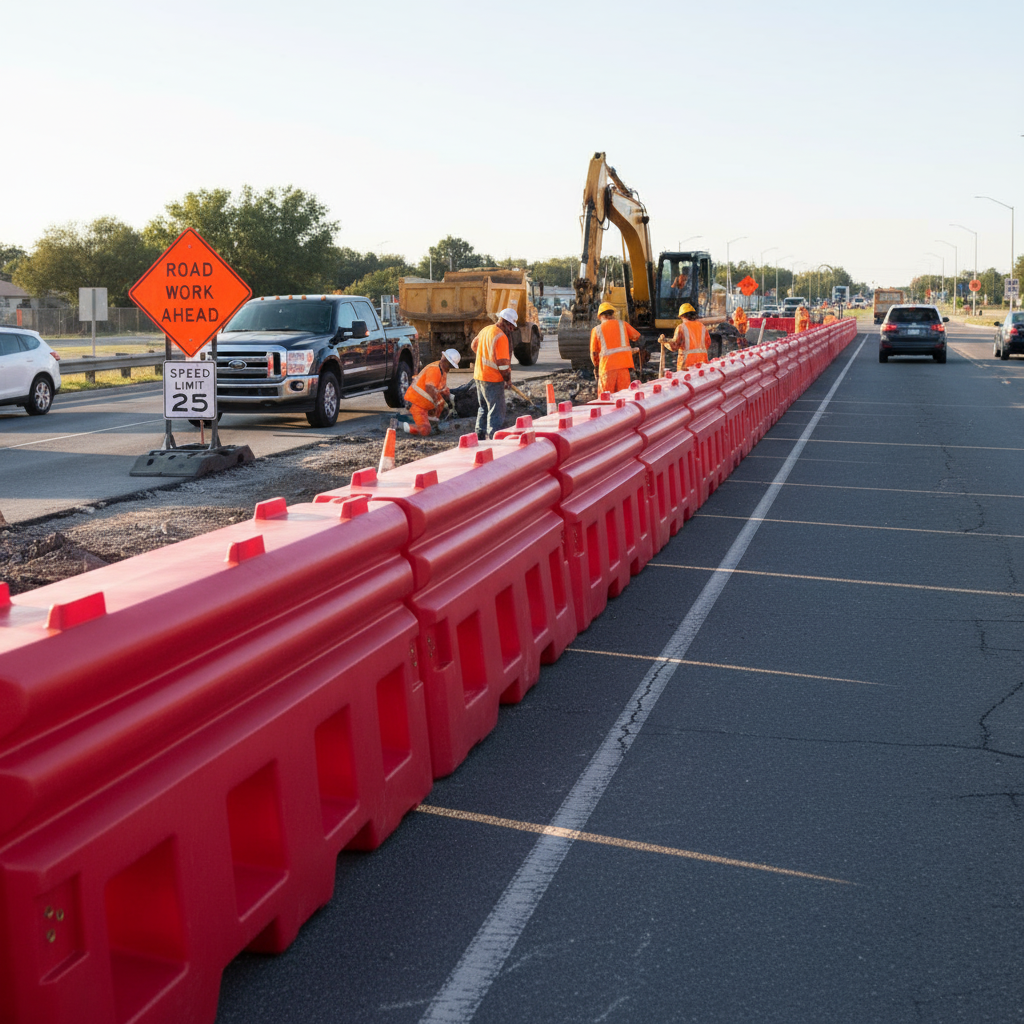 Premium Water Filled Crash Barrier - 50MPH Impact Resistance with Versatile Design - side view | Barriers Co