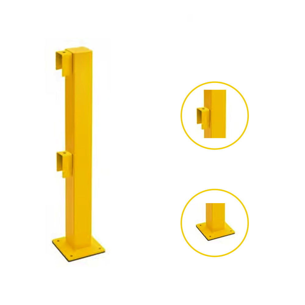 Black Bull HD Impact Protection Railing End Post – 1,000mm Height, Powder-Coated Yellow for Indoor Use