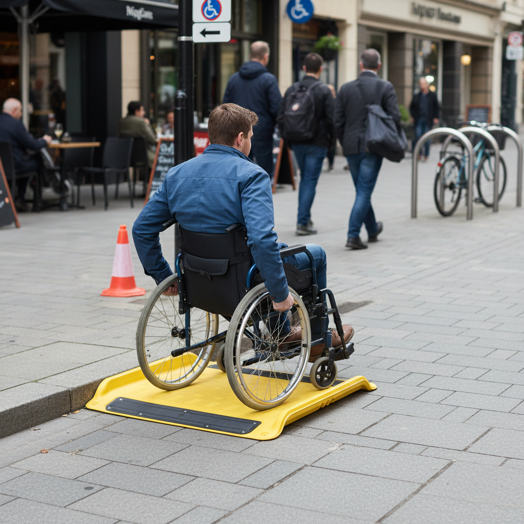 Premium Wheelchair Kerb Ramp with Anti-Slip Surface and High Sides for Safe Mobility Access