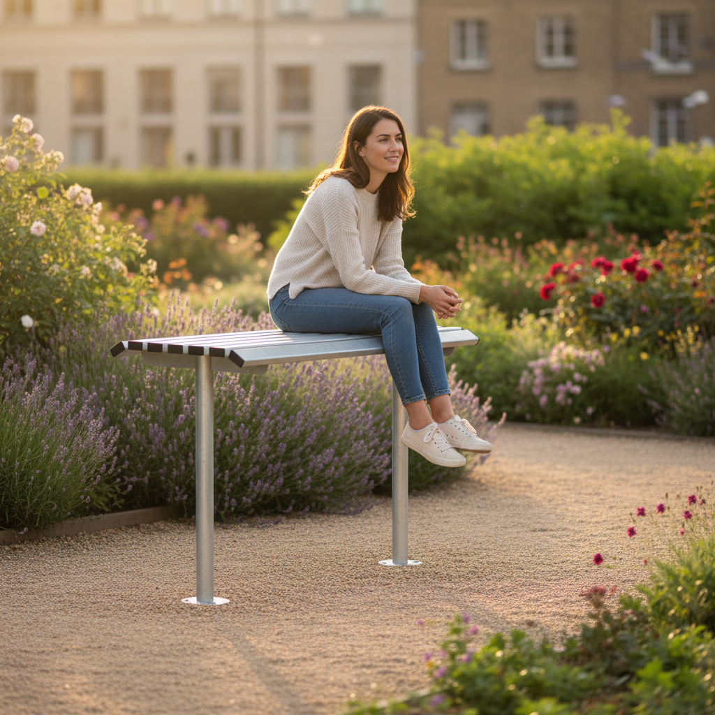 Premium Ergonomic Perch Bench with Seven Slats for Comfort and Stability - Ideal for Urban Spaces | Barriers Co