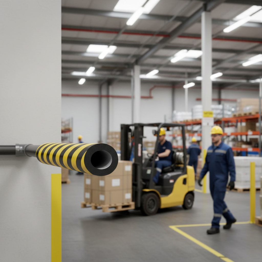 Premium Self-Adhesive Foam Pipe Protection Strips 1 Metre Long for Bump and Scrape Prevention - side view | Barriers Co
