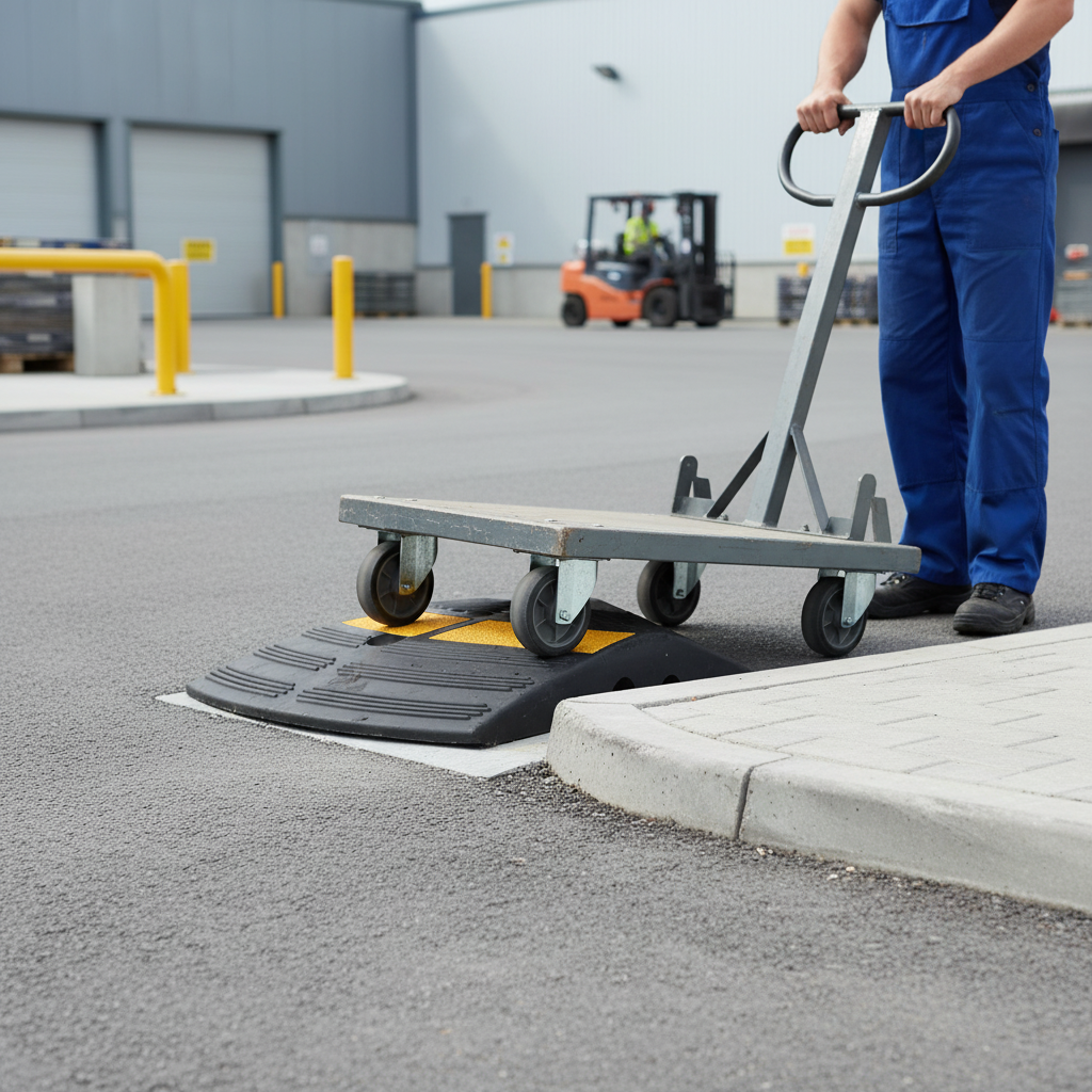 Heavy Duty Kerb Ramp End Section with Rounded Design for Enhanced Visibility and Safety