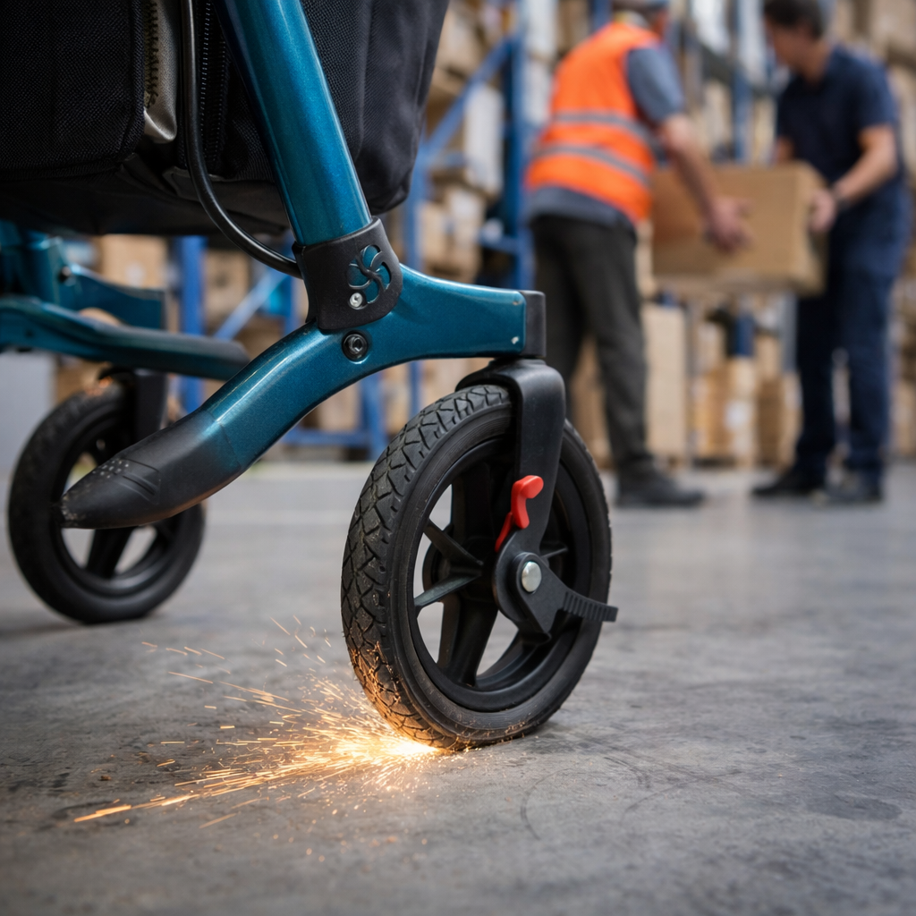 Allround Rollator Grinding Brake – White – Adjustable – Mobility Aid