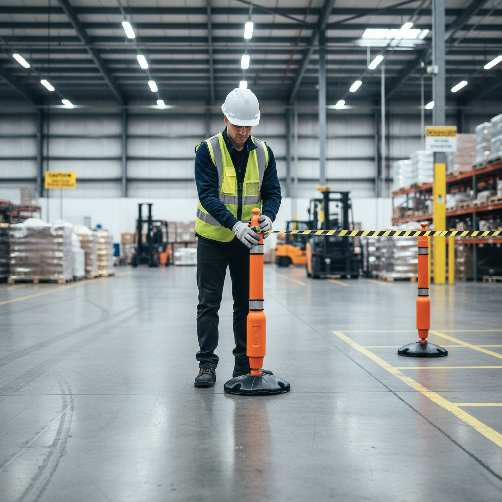 Premium Plastic Barrier System with Base - Orange/Black, Mobile & Fixed Options, Retractable Belt Compatible