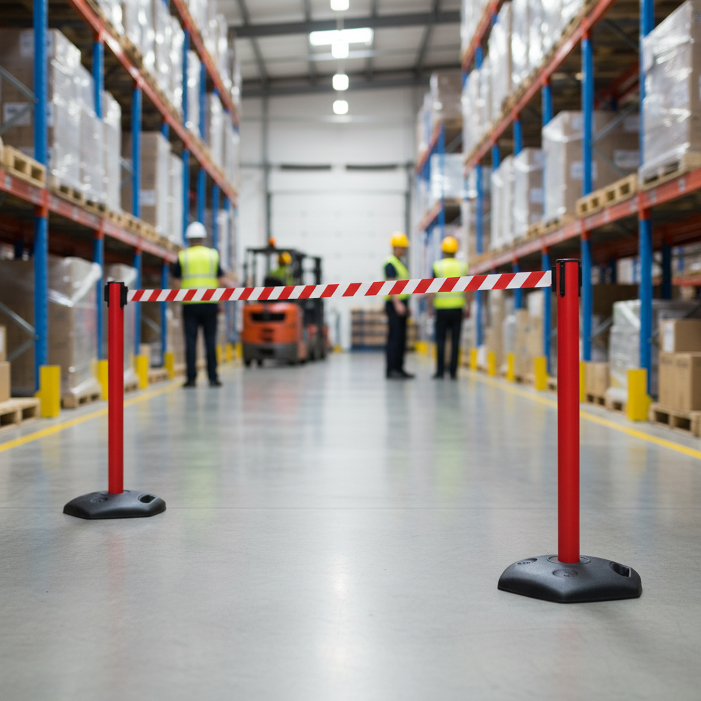 Premium Retractable Belt Barrier Set - 3m Length with Sturdy Rubber Base and Easy Assembly for Indoor and Outdoor Use