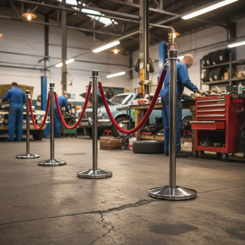 Premium Basic Crown Top Post & Rope Barrier - Stylish Stanchion with Forged Rope Loop for Effective Crowd Control