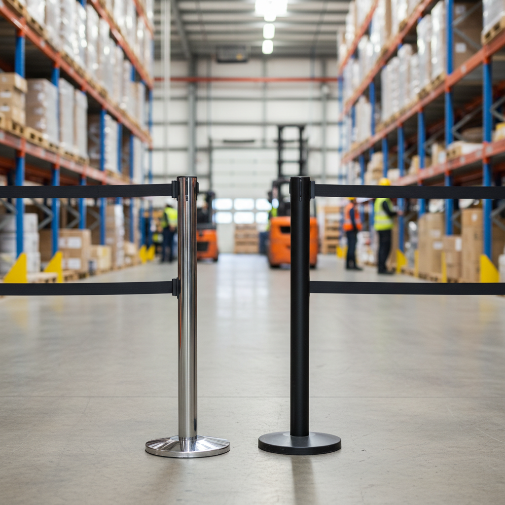 Premium Double Permanent Stanchion with Retractable Belts for High-Performance Crowd Control - Aluminum Construction and Customizable Designs