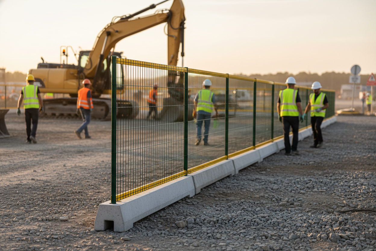 Premium Heavy Duty Concrete Foundation Block for Secure Construction Fencing with High Wind Resistance and Stability