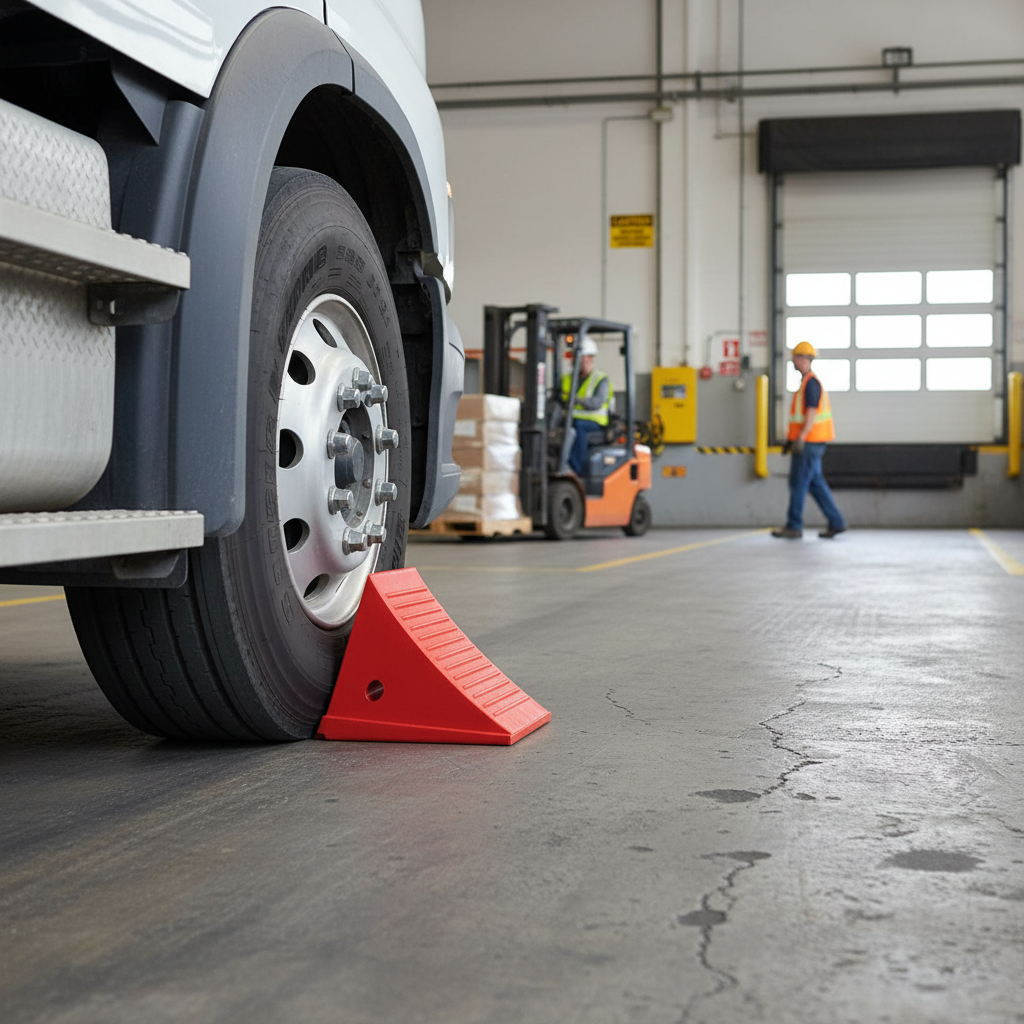 Premium General Purpose Wheel Chock for Medium-Sized Trucks, Durable Polyurethane Construction with High Visibility Design