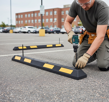 Premium Heavy Duty Rubber Parking Separator with Reflective Panels for Enhanced Visibility and Speed Moderation - Ideal for Municipal and Commercial Use