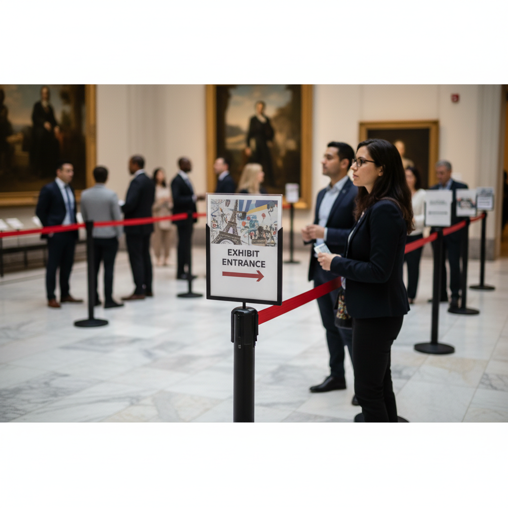 Premium Sign Holder for Belt Stanchions - A4 Vertical with Clear Acrylic Sheets for Easy Sign Replacement