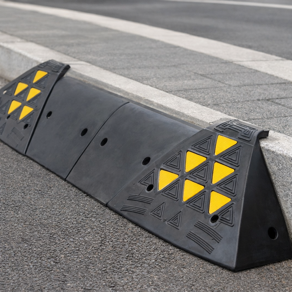 Rubber Kerb Ramp – 100mm High – End Caps – Mobility Access