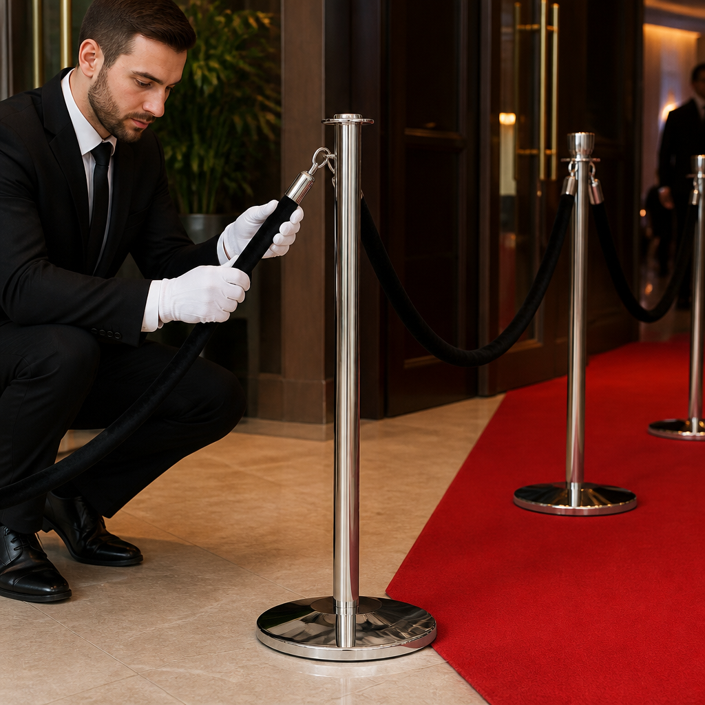 Rope Barrier Post Polished Stainless Steel for Events & Venues