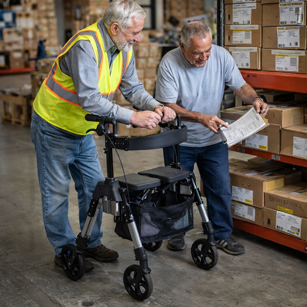 Heavy Duty Rollator – White – 226kg Capacity – Mobility Aid