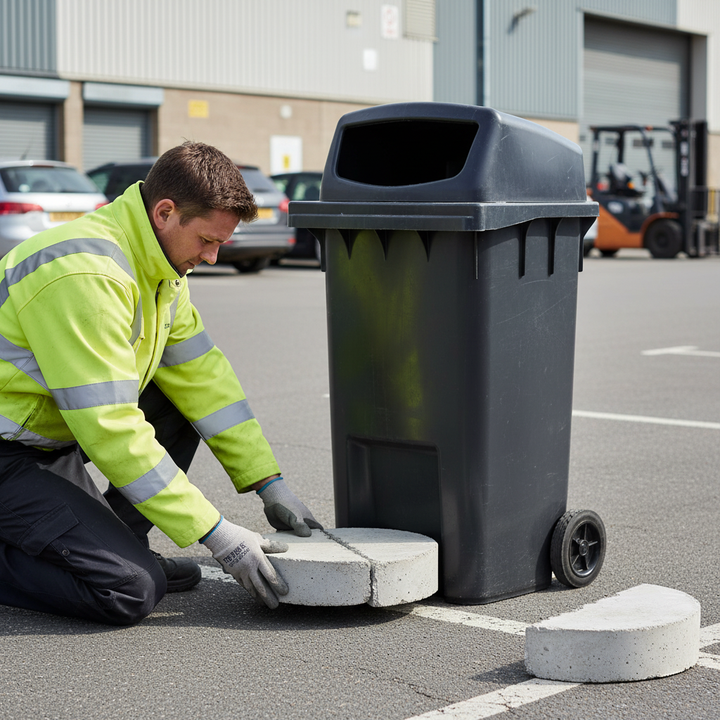 Premium Replacement Concrete Ballast for Freestanding Litter Bins - 15kg Weighted Base with 330mm Width and... | Barriers Co