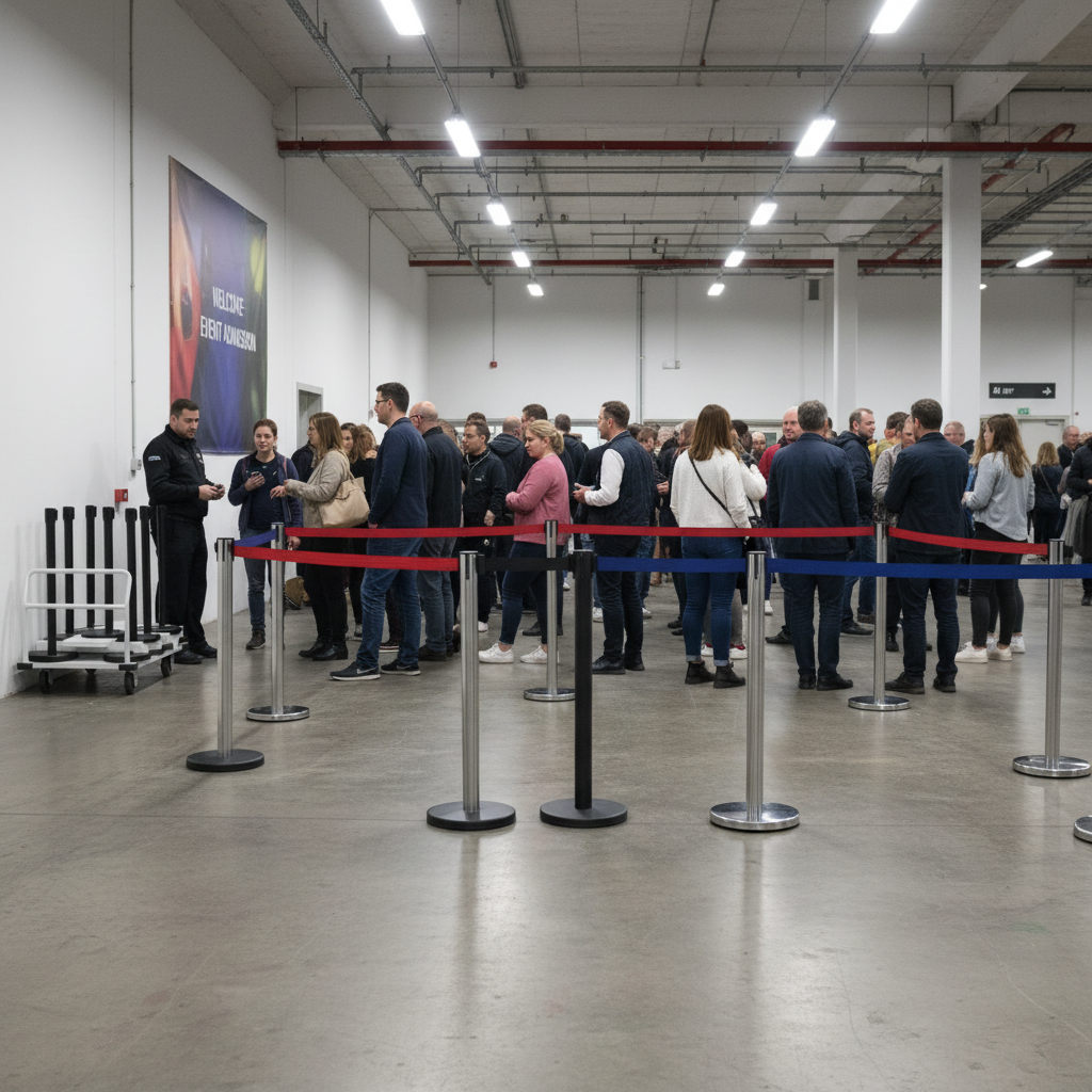 Premium Event Barrier Package - 12 Posts with 3m Retractable Belts and Transport Trolley for Easy Storage and Transport