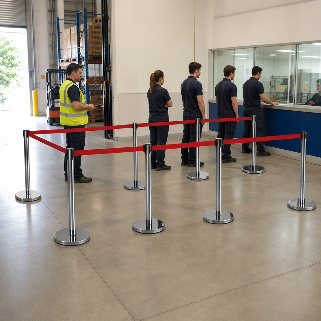 Belt Stanchion with Red Belt for Event Management (Pack of 8)