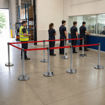 Belt Stanchion with Red Belt for Event Management (Pack of 8)