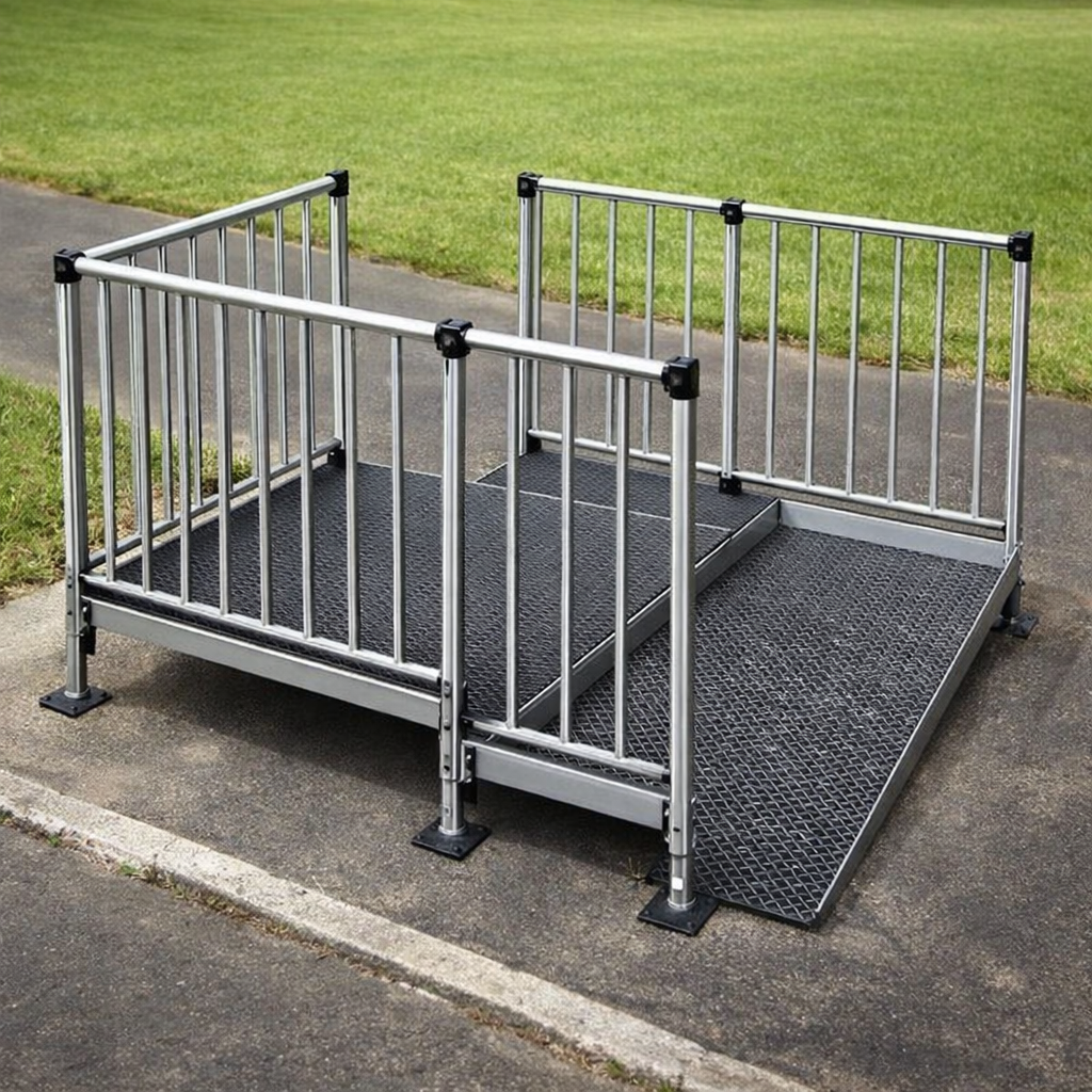 Modular Wheelchair Ramp Kit – 1080mm x 1500mm – Steel, 200kg Capacity – Balustrade Handrails