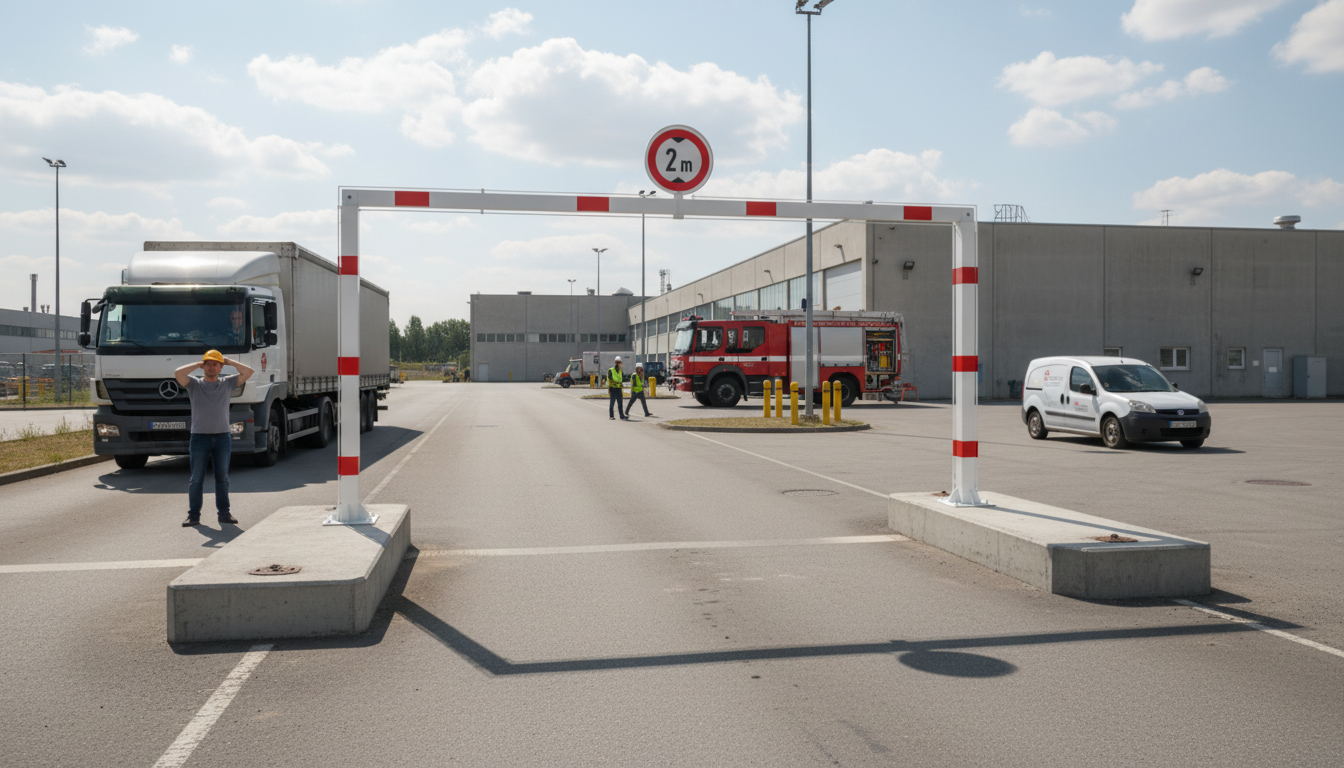 Premium Fixed Height Restriction Barrier 3000–6000 mm - Hot-Dip Galvanized Steel with Reflective Stripes for Enhanced Visibility