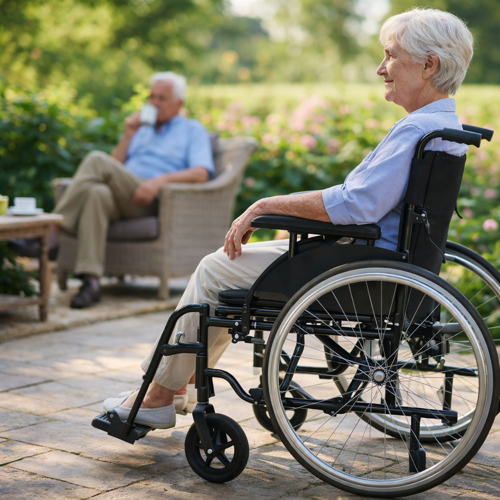 Self Propelled Wheelchair – Black – 125kg Capacity – Indoor/Outdoor Use