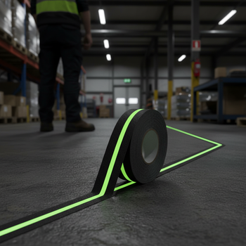 High-Performance Anti-Slip Glow Line Tape - Photoluminescent Safety-Grip, 50 mm x 18.3 m Roll with R13 Rating