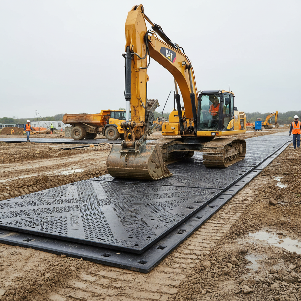 Heavy Duty Ground Protection Mat with Overlapping Joints - 200t Load Capacity, 4090x2030x38mm... - side view | Barriers Co