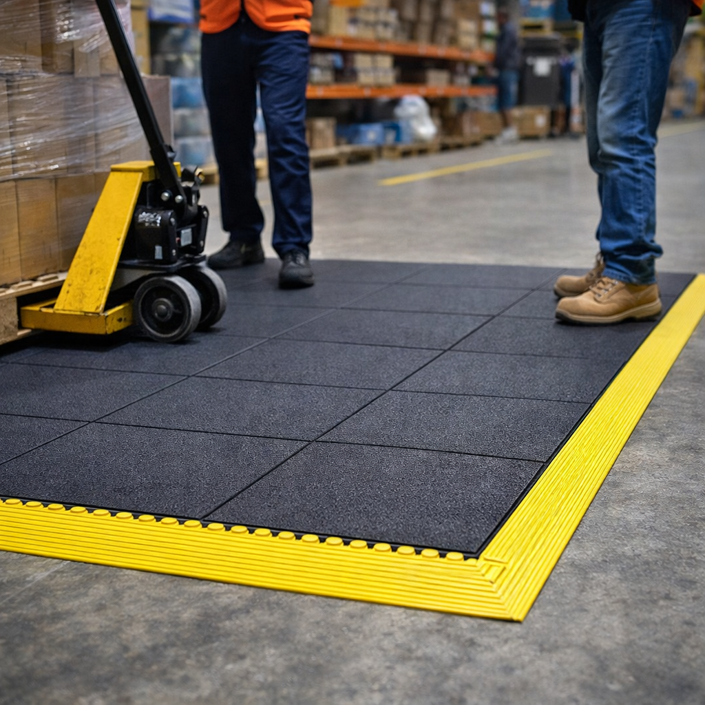 Interlocking Rubber Floor Tile – 91cm x 91cm – Anti-Fatigue – Commercial Use