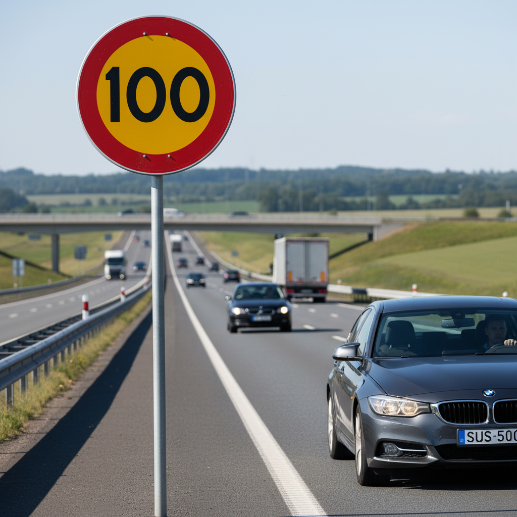 Premium Prohibition Sign - Maximum Speed 100 km/h, Ø 600 mm Durable Design for Traffic Management